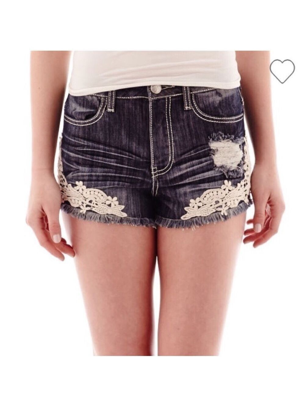 ALMOST Famous crochet trim denim shorts Jr size 0